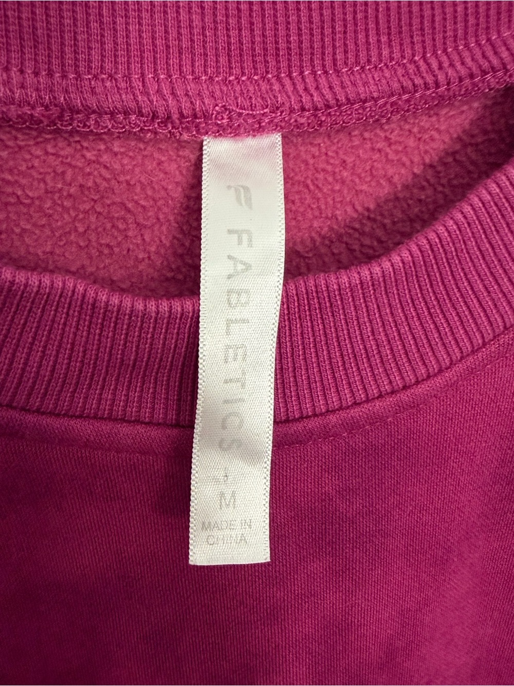 Fabletics Cozy Fleece Raglan Sweatshirt in Radiant Raspberry Smudge - Picture 2 of 5